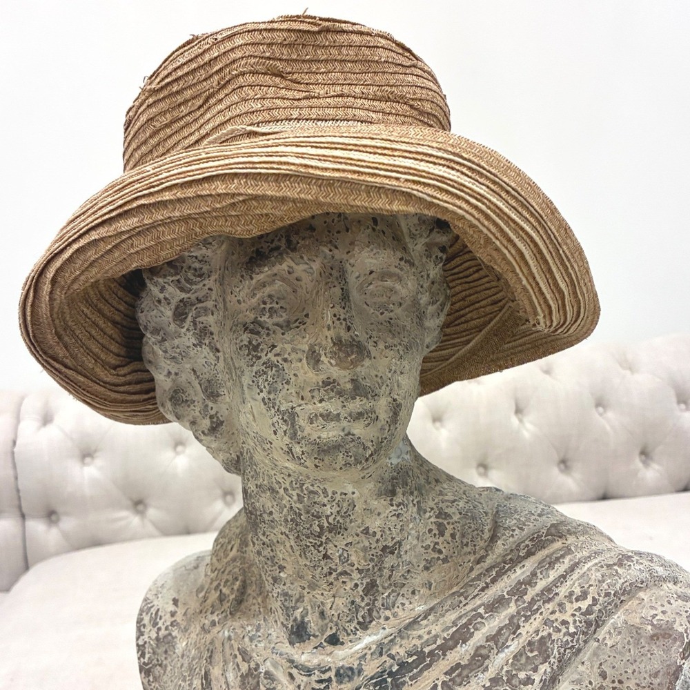 Diane Harty Millinery Designer Handwoven Sun Hat Travel-Friendly Tan Small
